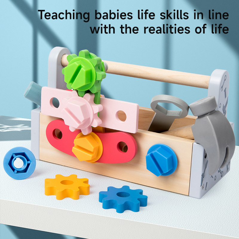 Gardening Tools Toddler - Children Toolbox Wooden Toys DIY Screw