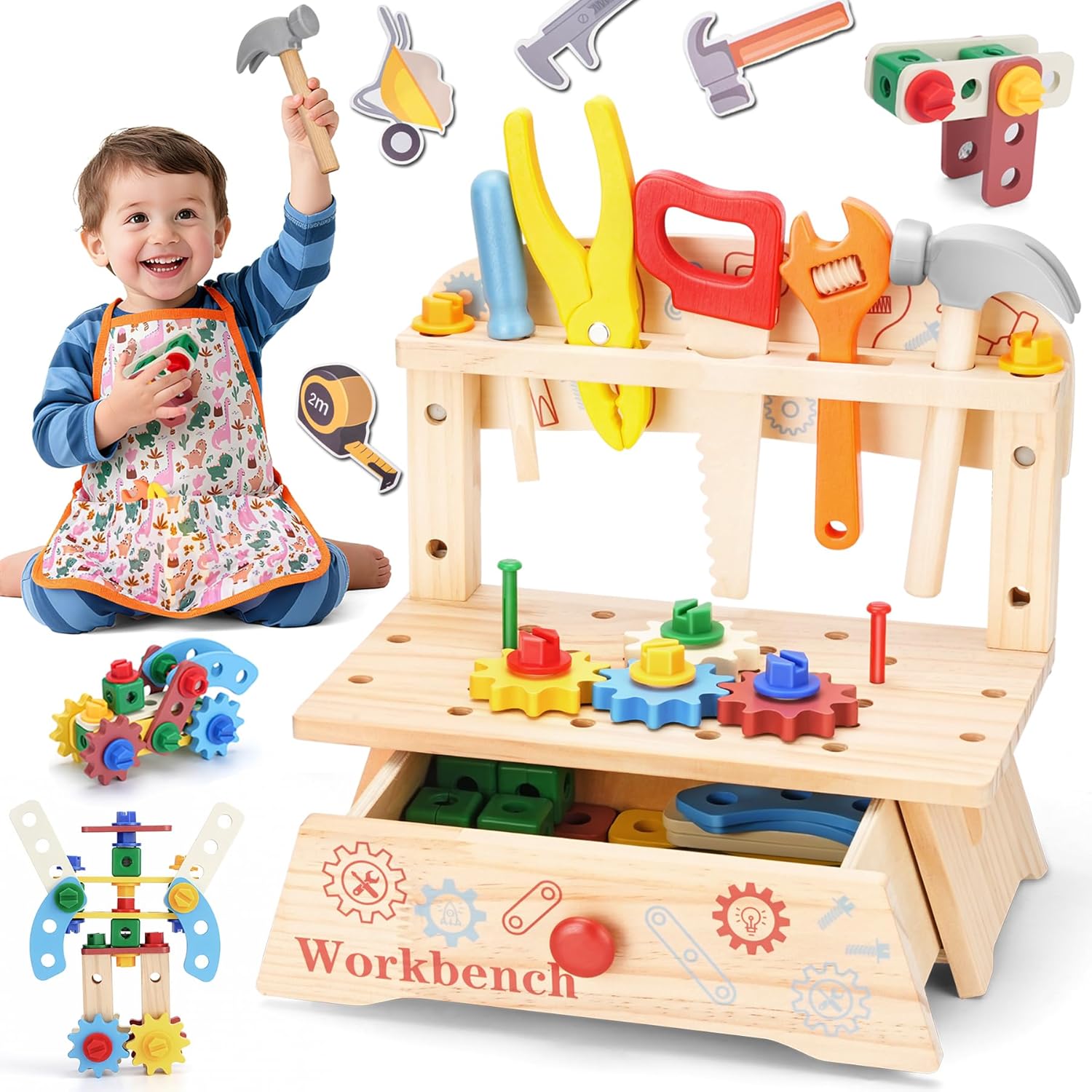 Wooden Tool Bench for Kids,Mon - Gardening Tools Toddler ulasan dan harga