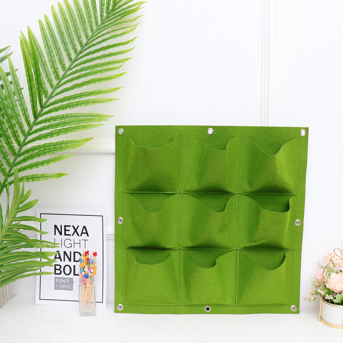 9-Pocket Wall Hanging Plant Ba - Outdoor Planting Bag ulasan dan harga