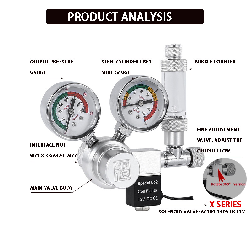 Aquarium CO2 Regulator Solenoi - Aquaponics Fish Tank ulasan dan harga