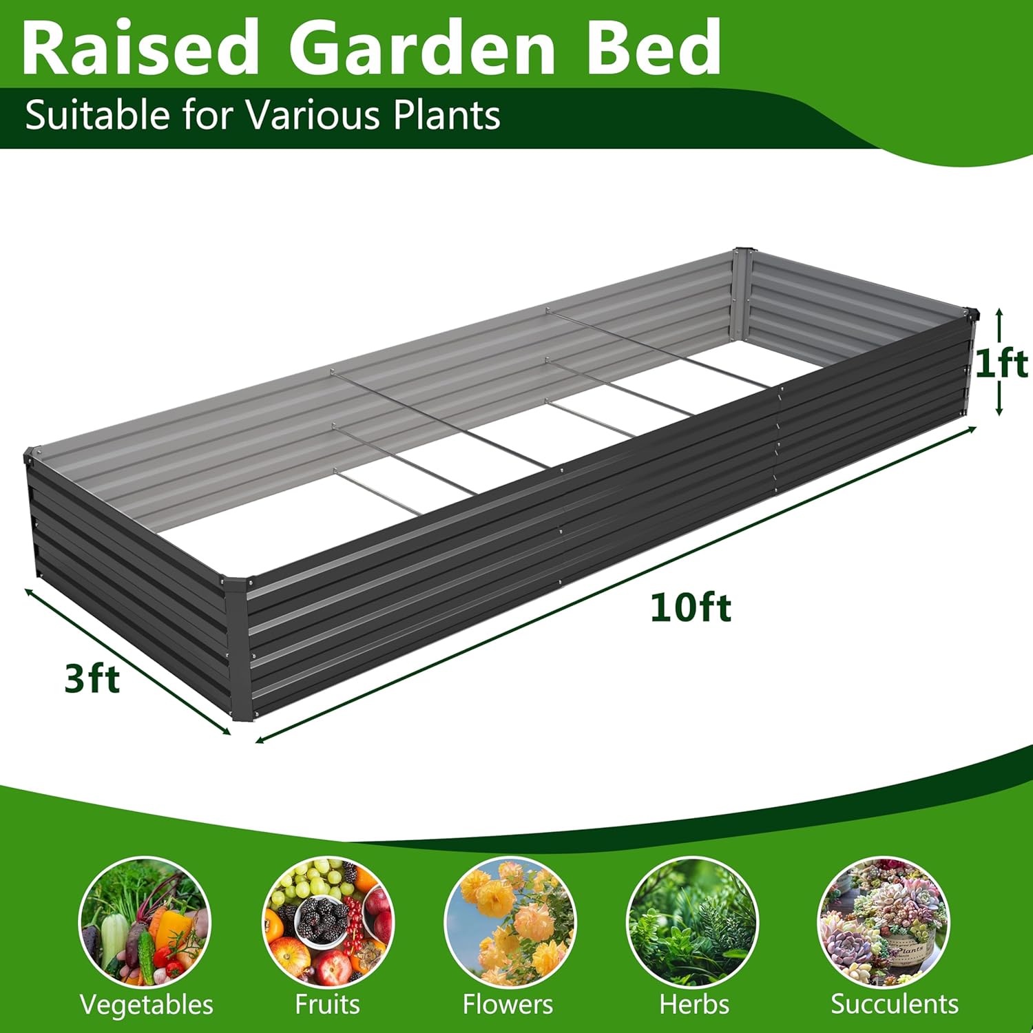 2PCS 10x3x1ft Galvanized Raise - Raised Bed Planter Box ulasan dan harga